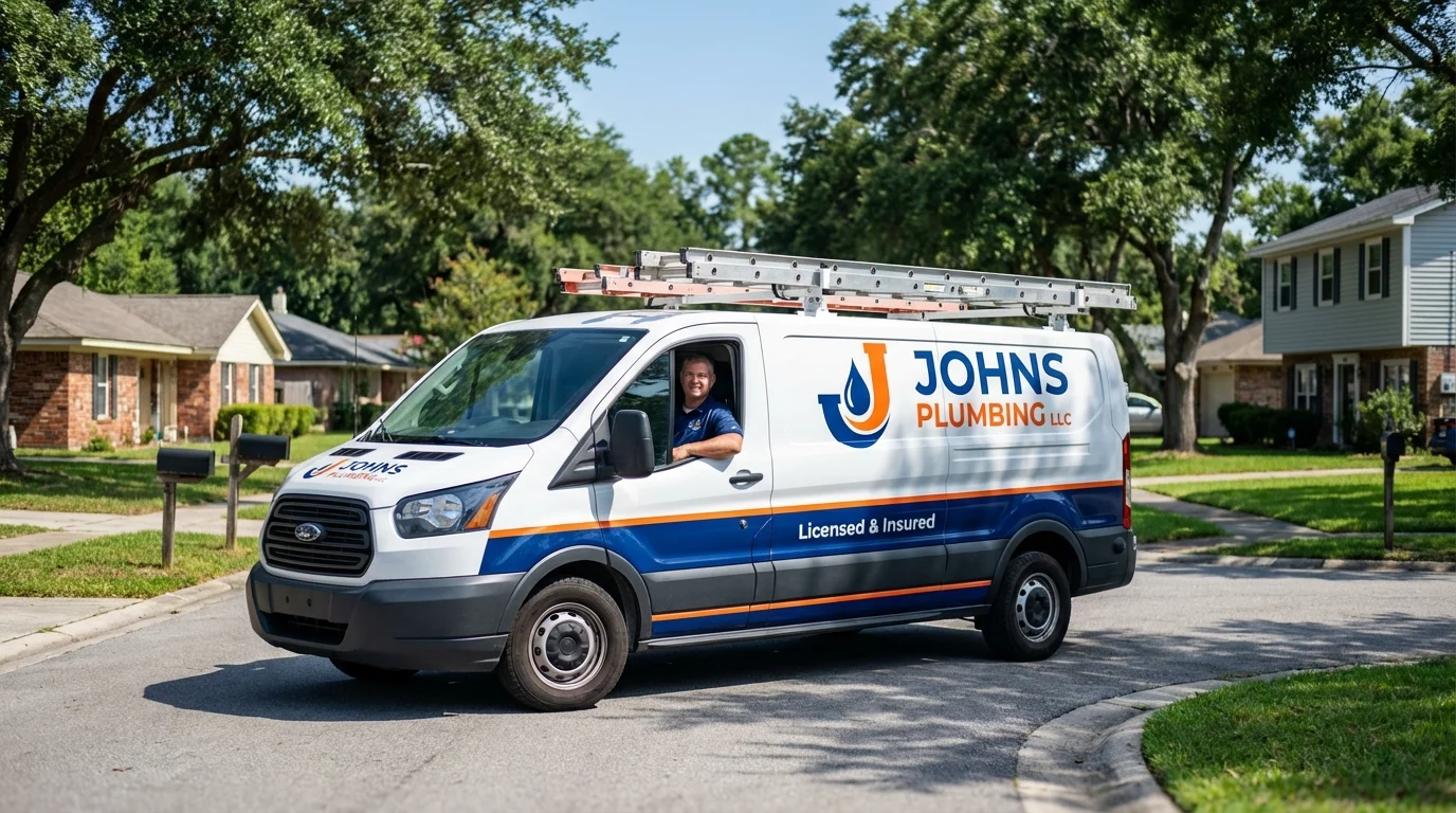 Johns Plumbing LLC service van in Stewartville, MN