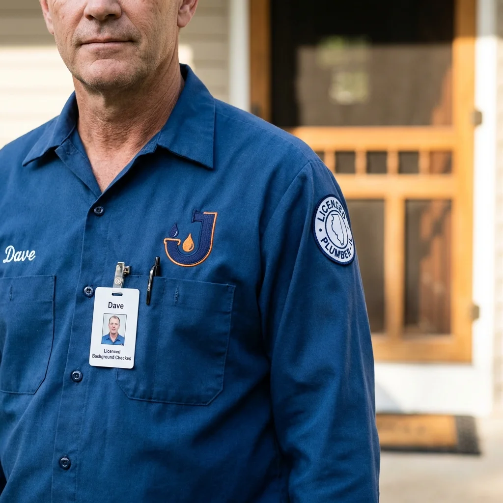 Licensed plumber showing ID badge in Stewartville, MN