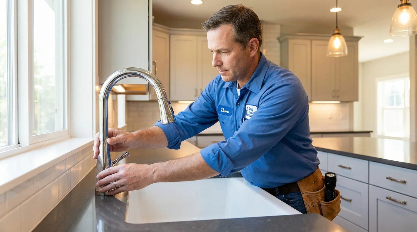 Kitchen faucet installation by Johns Plumbing LLC in Stewartville