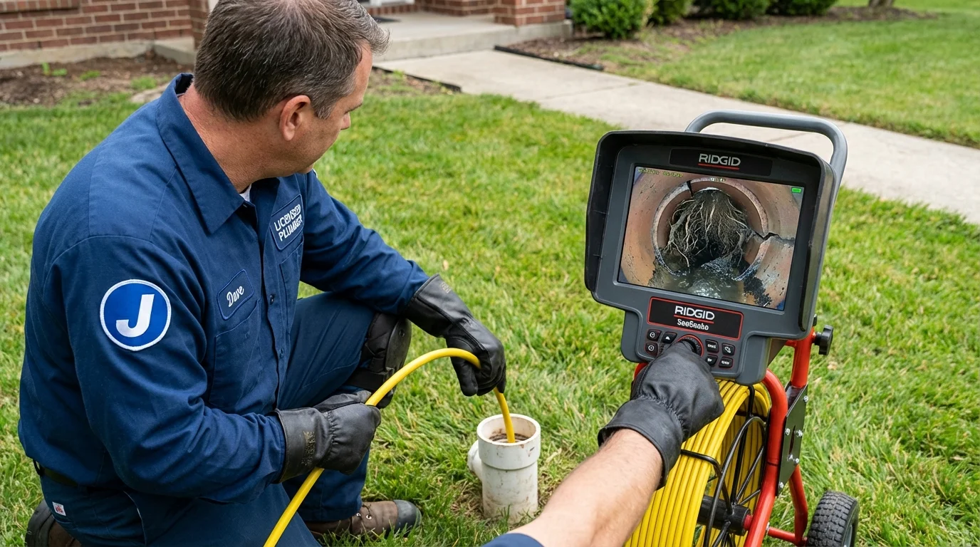 Sewer camera inspection being performed by Johns Plumbing LLC in Stewartville