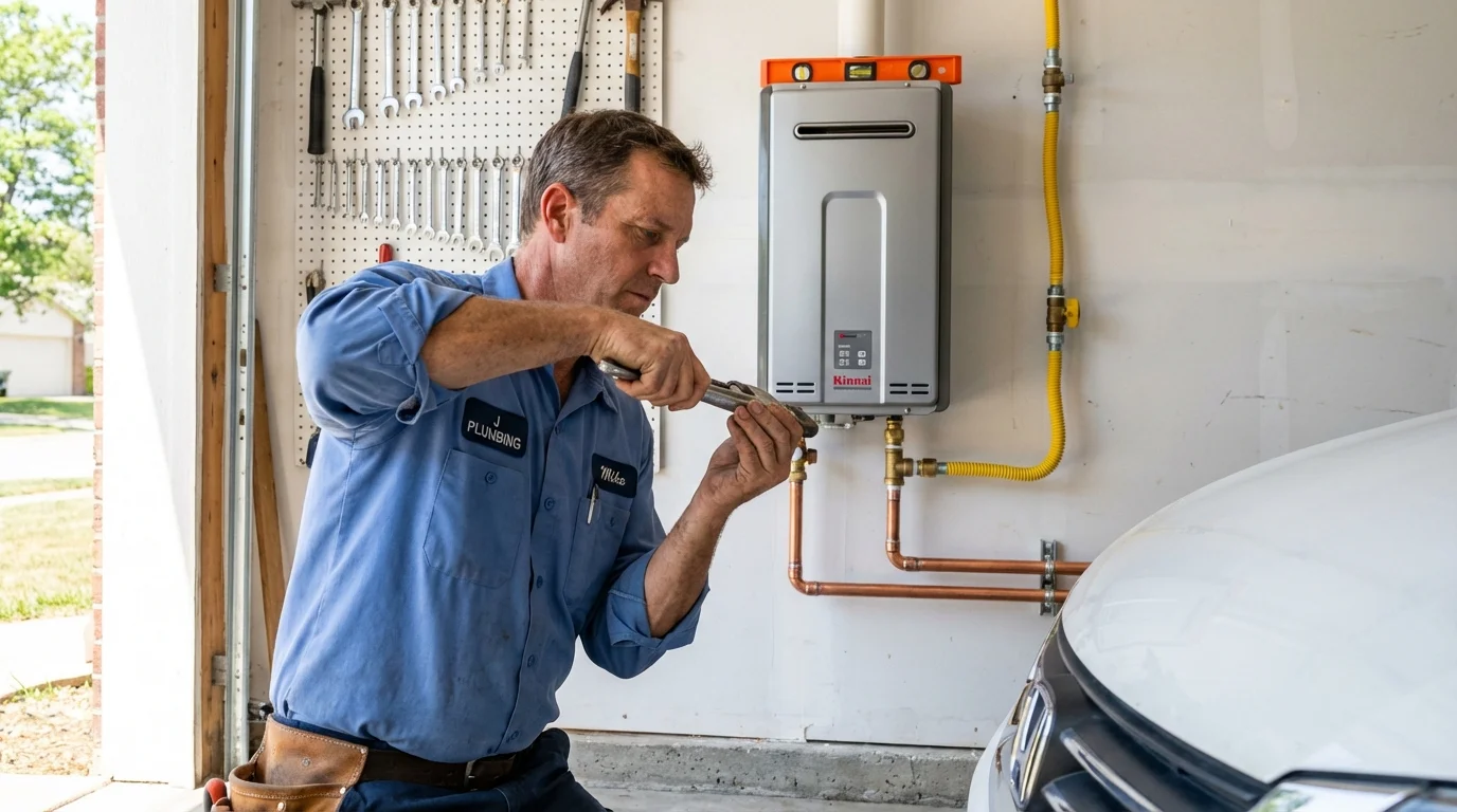 Tankless water heater installation by a Johns Plumbing LLC plumber in Stewartville